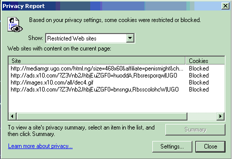 Make sure x-10 is in your restricted sites with Java and cookies turned off
